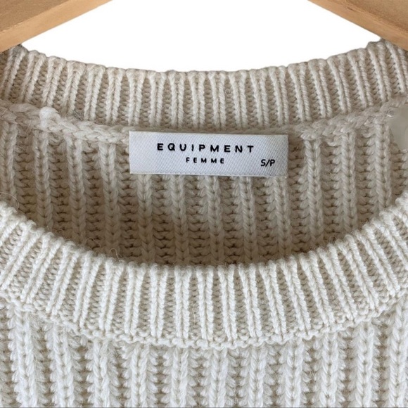 Equipment Femme Carson Ivory & Black Wool/Alpaca Striped Sweater - Picture 5 of 8